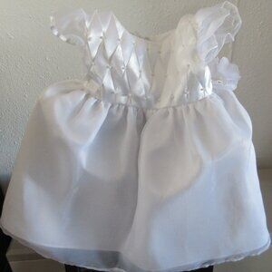 Girls White Zighi Formal Dress With Flower Headband - NWT- Size 12 M/20lbs